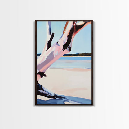 Pink Tree, Abstract Nature, Modern Boho Art, Minimalist Wall Decor, Framed Canvas Print, Living Room Wall Art, Pastel Home Decor