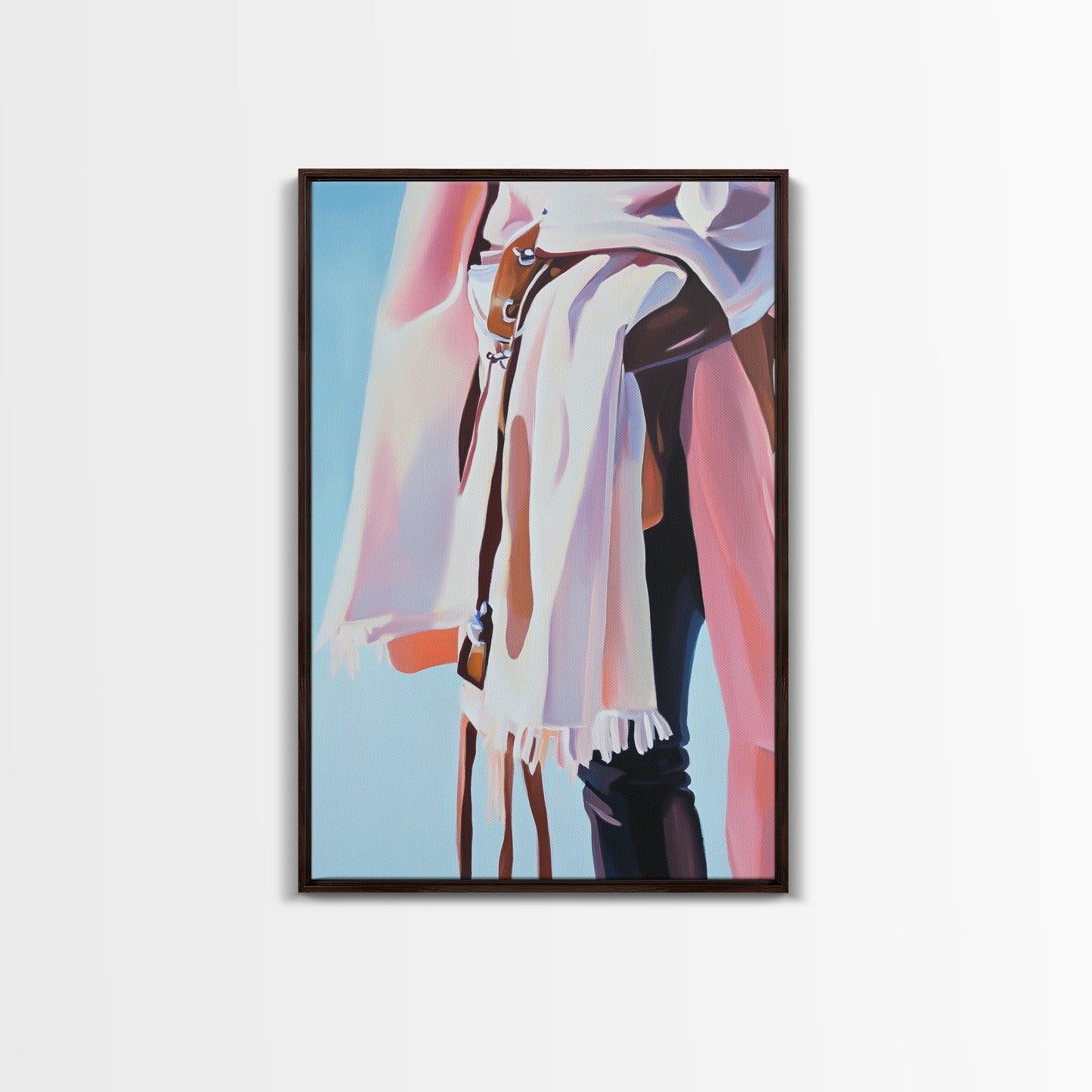 Western Fashion, Cowboy Aesthetic, Rustic Boho Art, Pastel Tones, Modern Western Decor, Framed Canvas Print, Bedroom or Living Room