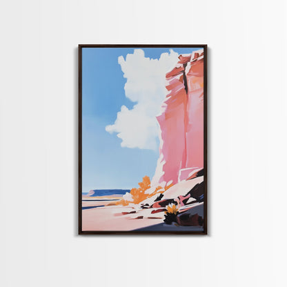 Canyon Landscape, Desert Wall Art, Warm Earth Tone Painting, Western Home Decor, Framed Canvas Print, Modern Rustic Wall Art