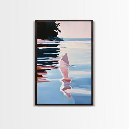 Ocean Reflection, Sunset, Water Art, Framed Canvas Print, Coastal Wall Art, Minimalist Decor, Beach House Art, Modern Seascape