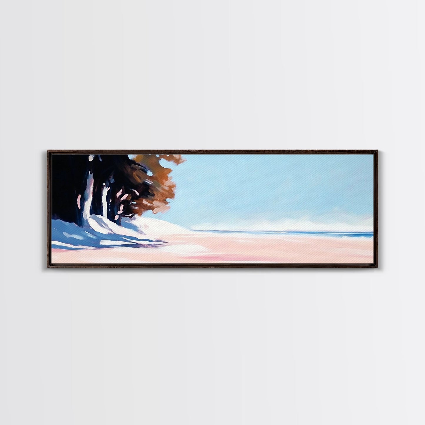 Tranquil Horizon, Minimalist Seascape, Coastal Escape, Soft Pastel Beach, Canvas Print, Relaxing Living Room Wall Art, Boho Decor