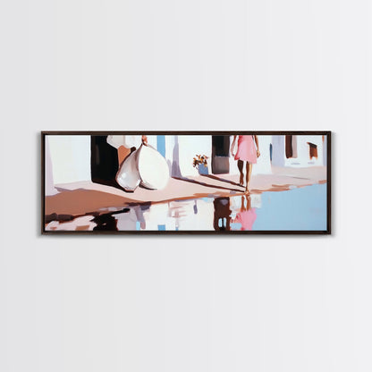 Sunset Reflection, Modern Landscape Art, Beach Vibes, Dreamy Seascape, Framed Canvas Print, Living Room Wall Art, Coastal Home Decor