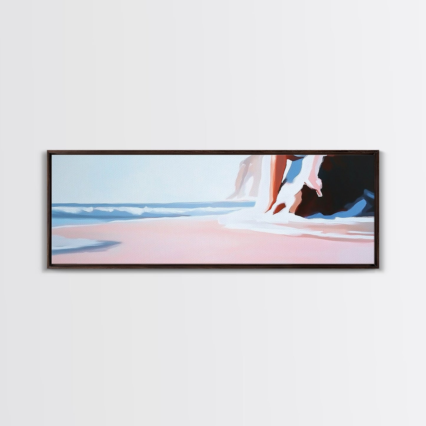 Ocean Waves, Beach Life Art, Tranquil Seascape, Minimalist Coastal Vibe, Framed Canvas Print, Living Room Accent, Serene Blue Decor