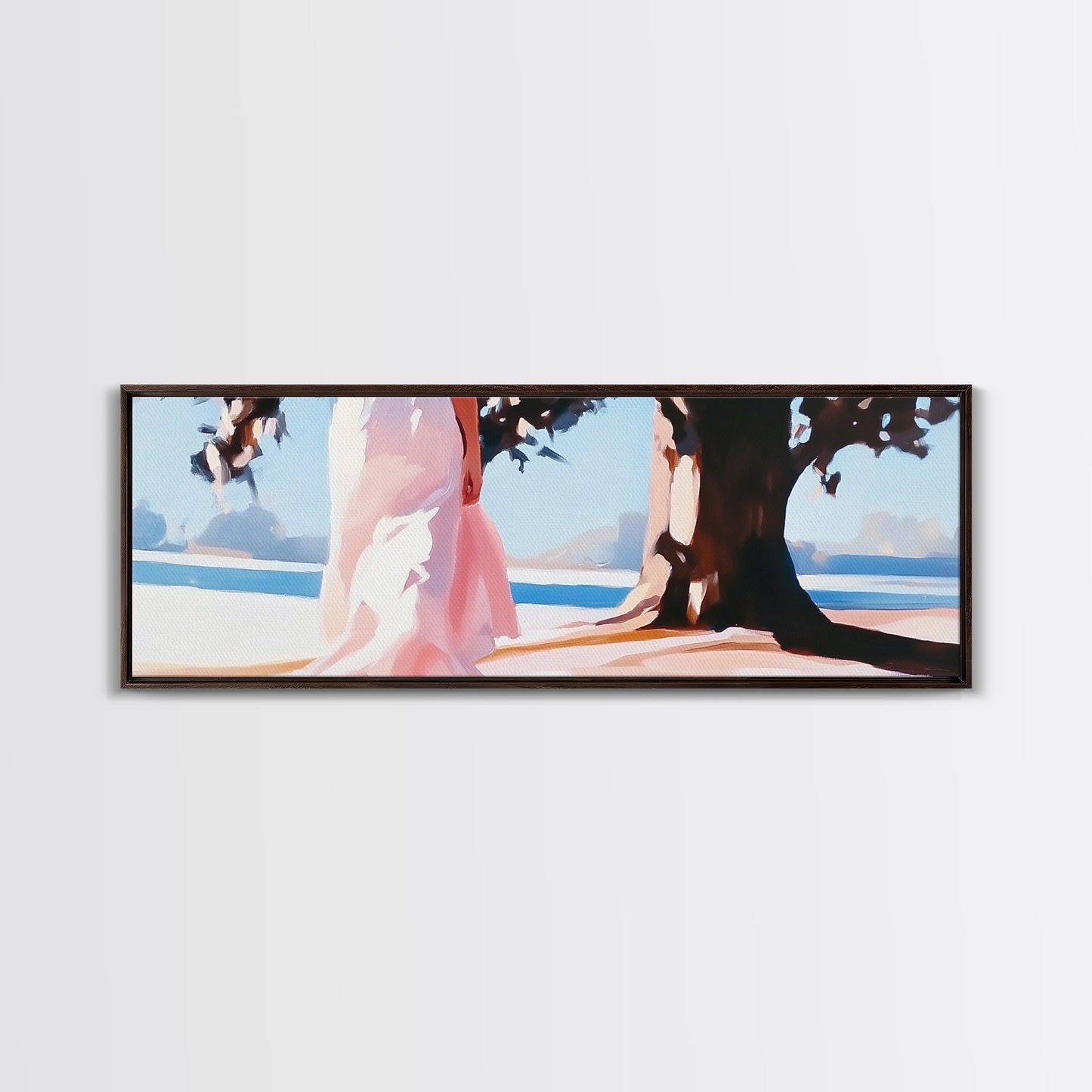 Sunlit Pathway, Dreamy Nature Art, Romantic Forest Scene, Earth Tones, Framed Canvas Print, Cozy Home Decor, Hallway Statement Piece