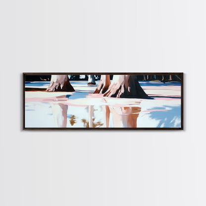 Tree Reflections, Water Reflection, Earthy Tones, Canvas Print, Minimalist Wall Art, Nature Inspired Decor, Modern Home Aesthetic