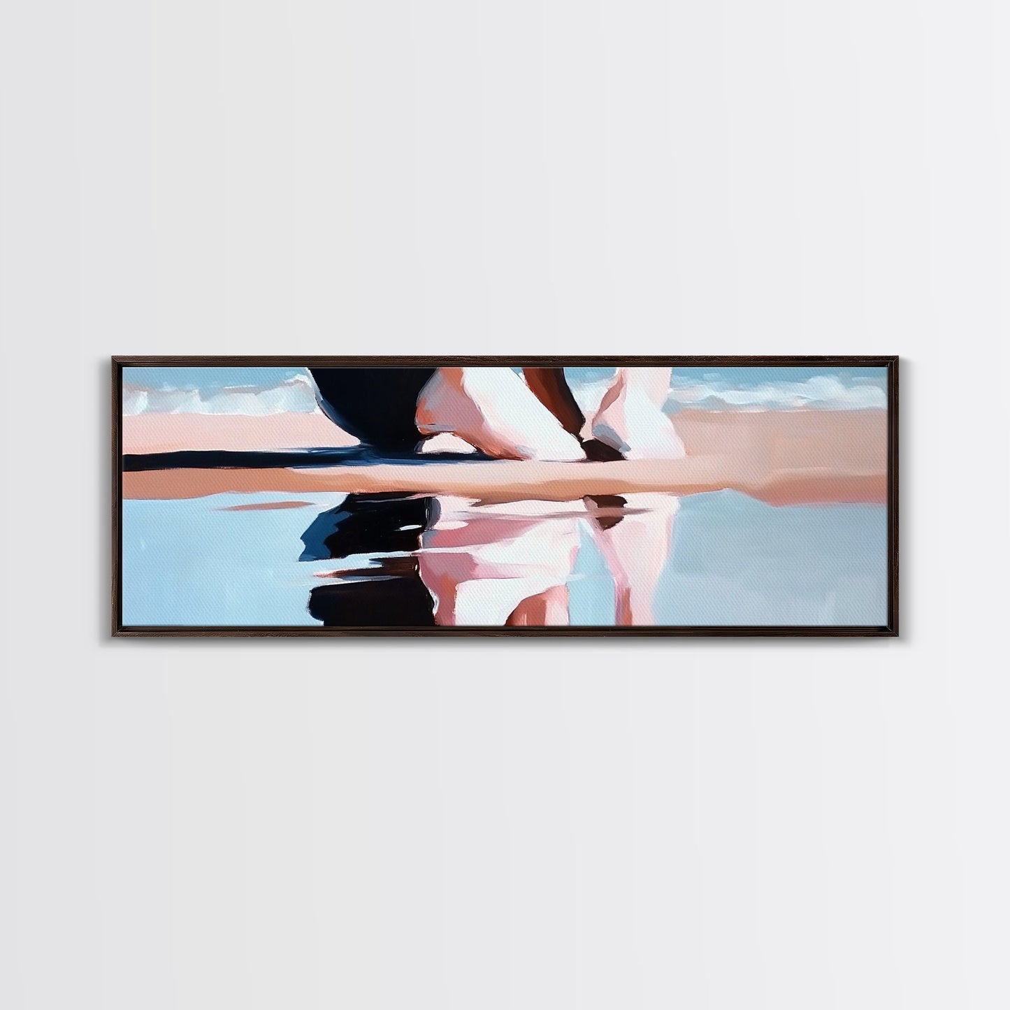 Sunset Reflection, Beach Art, Ocean Painting, Framed Canvas Print, Coastal Wall Art, Living Room Decor, Modern Minimalist Home Style