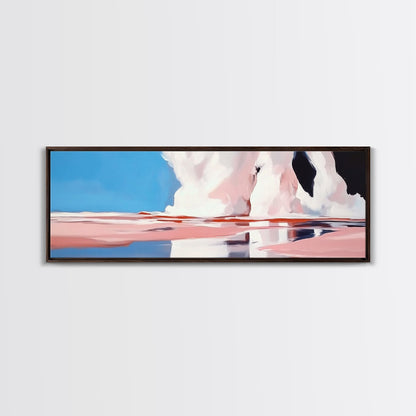 Ocean Reflection, Pink Waves, Abstract Seascape, Modern Coastal Art, Minimalist Decor, Framed Canvas Print, Living Room Wall Art