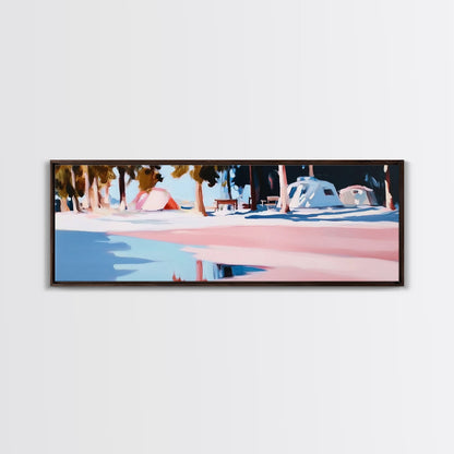 Camping Scene, Nature Landscape, Outdoor Adventure Art, Framed Canvas Print, Rustic Cabin Decor, National Park Wall Art, Minimalist Art