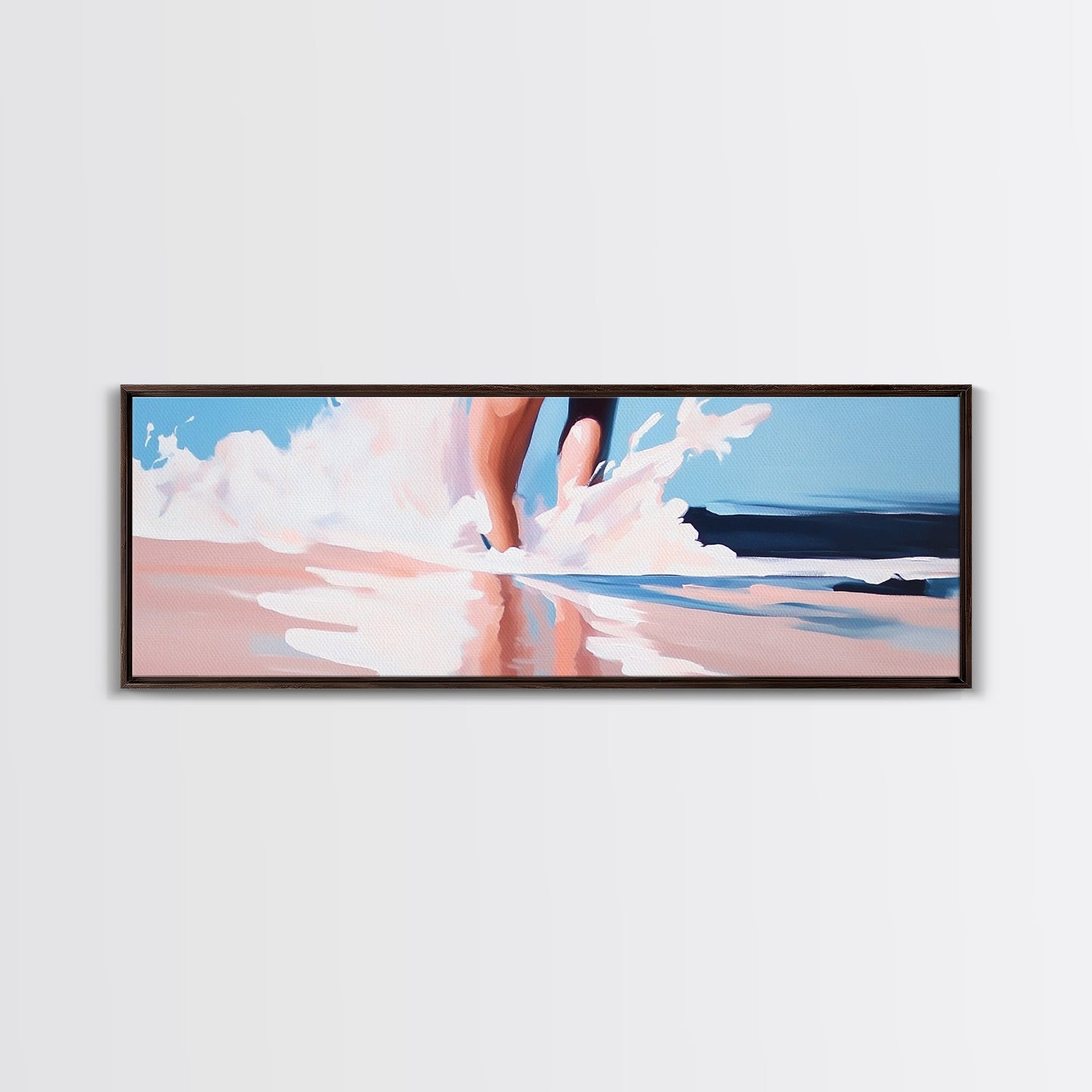 Waves and Feet, Coastal Wall Art, Ocean Art, Beach Lover Gift, Seascape Painting, Framed Canvas Print, Modern Living Room Decor