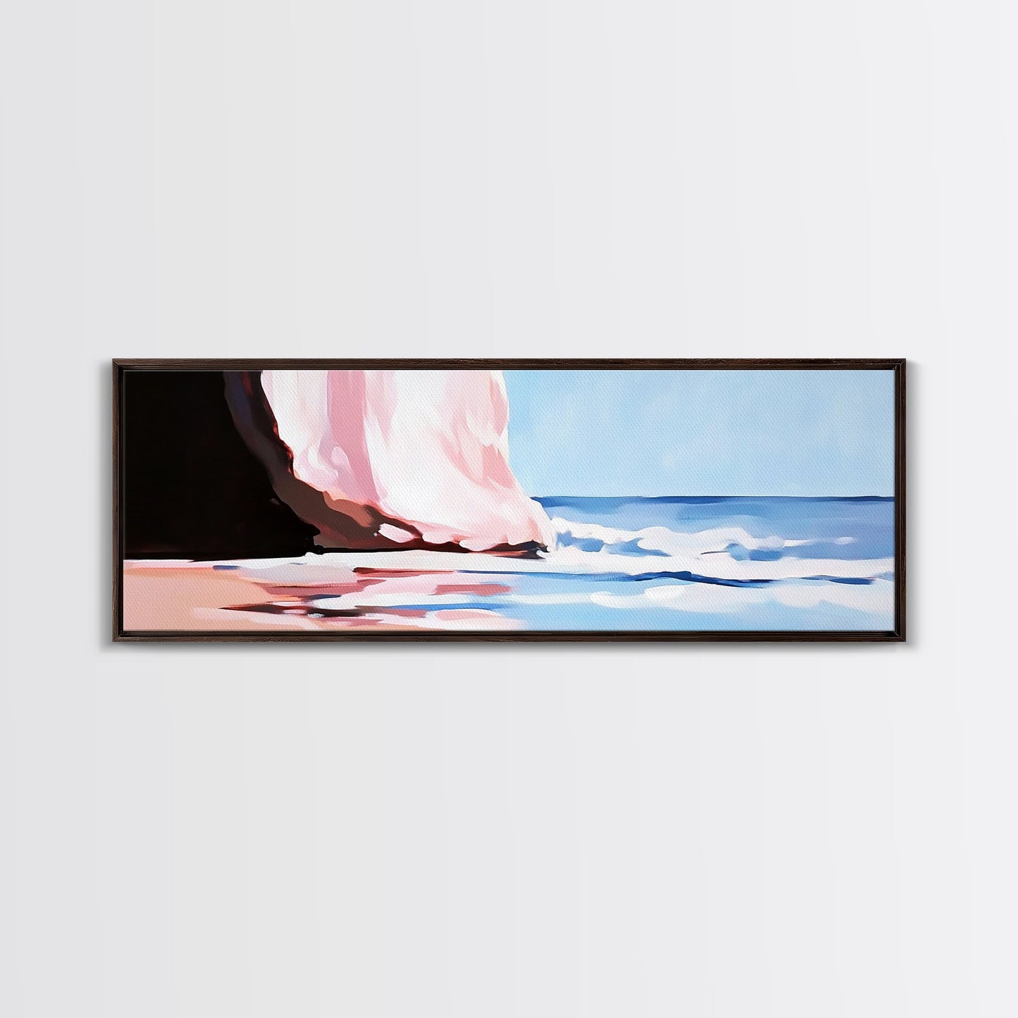 Waves, Beach Reflection, Seaside Serenity, Minimalist Decor, Framed Canvas Print, Coastal Aesthetic, Nautical Art, Living Room Wall Art