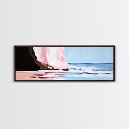 Waves, Beach Reflection, Seaside Serenity, Minimalist Decor, Framed Canvas Print, Coastal Aesthetic, Nautical Art, Living Room Wall Art