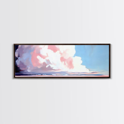 Soft Clouds, Ocean Horizon, Dreamy Seascape, Modern Beach Art, Framed Canvas Print, Coastal Minimalist, Living Room Wall Art