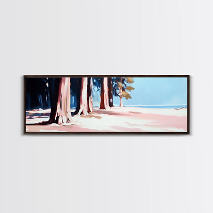 Tranquil Forest, Coastal Landscape, Minimalist Wall Art, Framed Canvas Print, Nature Decor, Beach House Wall Art, Boho Aesthetic