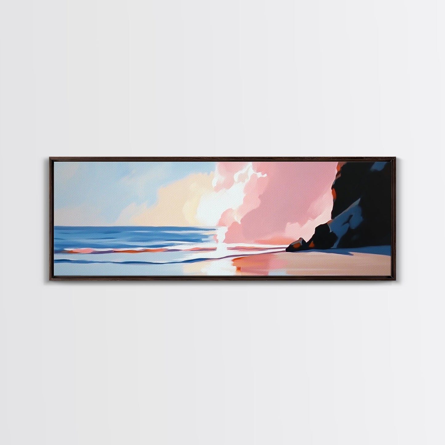 Ocean Sunset, Serene Beach, Coastal Decor, Canvas Print, Dreamy Seascape, Living Room Wall Art, Pastel Wall Art, Relaxing Artwork