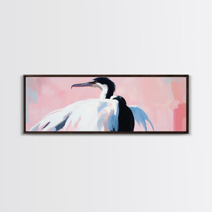 Graceful Heron, Coastal Bird Art, Minimalist Nature Decor, Canvas Print, Serene Wildlife, Living Room Wall Art, Boho Beach House