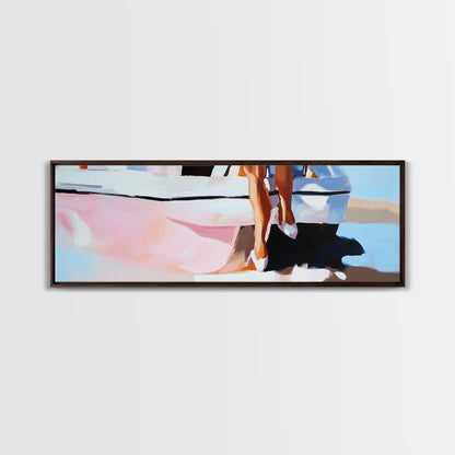 Spiegelung eines Segelboots, Nautische Kunst, Hafenlandschaft, Gerahmter Leinwanddruck, Minimalistische Küstendekoration, Ozeangemälde, Wanddekoration fürs Wohnzimmer