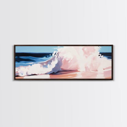 Ocean Wave, Coastal Splash, Beach House Wall Art, Framed Canvas Print, Serene Seascape, Blue Aesthetic, Nautical Home Decor