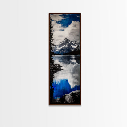 Serene Lake, Blue Mountain Reflection, Tranquil Water Art, Nature Wall Decor, Contemporary Landscape, Canvas Print