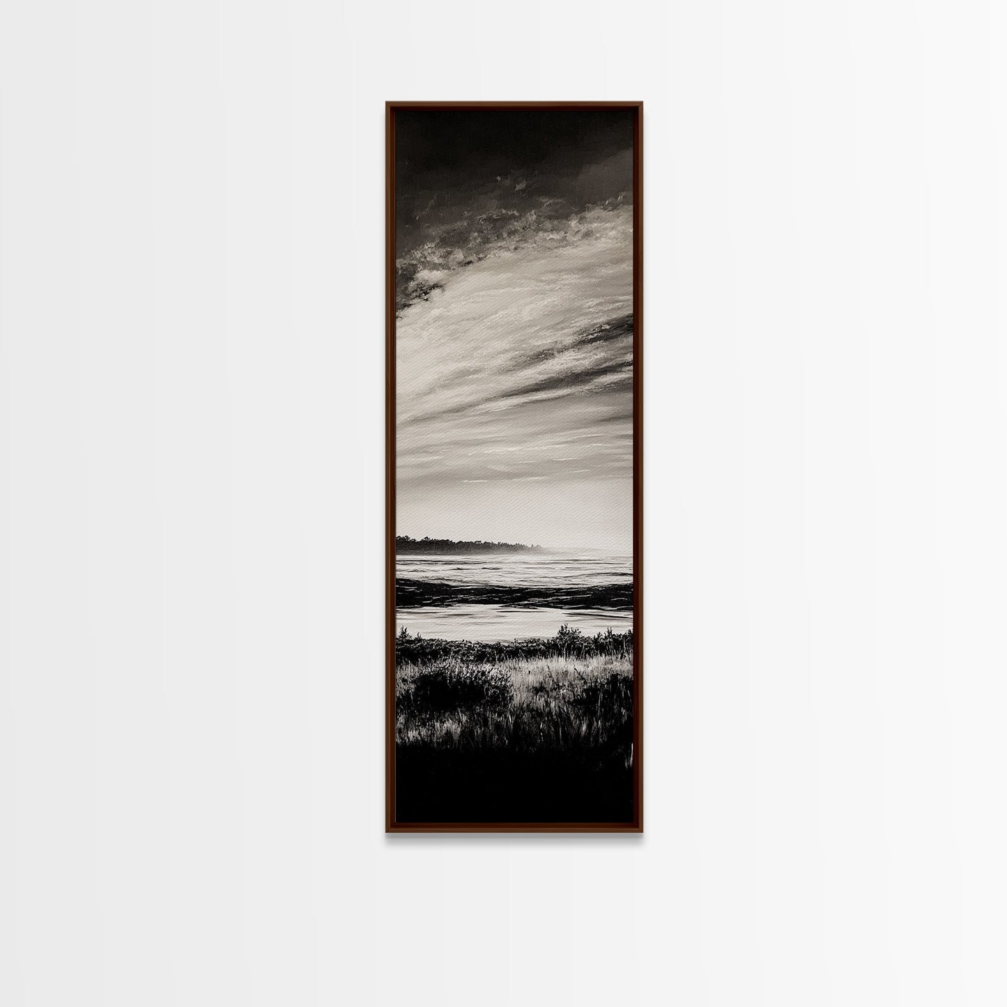 Black White, Seascape Art, Coastal Print, Framed Canvas Print, Monochrome Wall Art, Beach House Decor, Large Art, Living Room Artwork