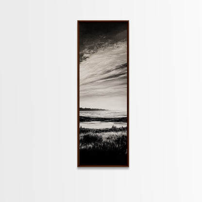 Black White, Seascape Art, Coastal Print, Framed Canvas Print, Monochrome Wall Art, Beach House Decor, Large Art, Living Room Artwork