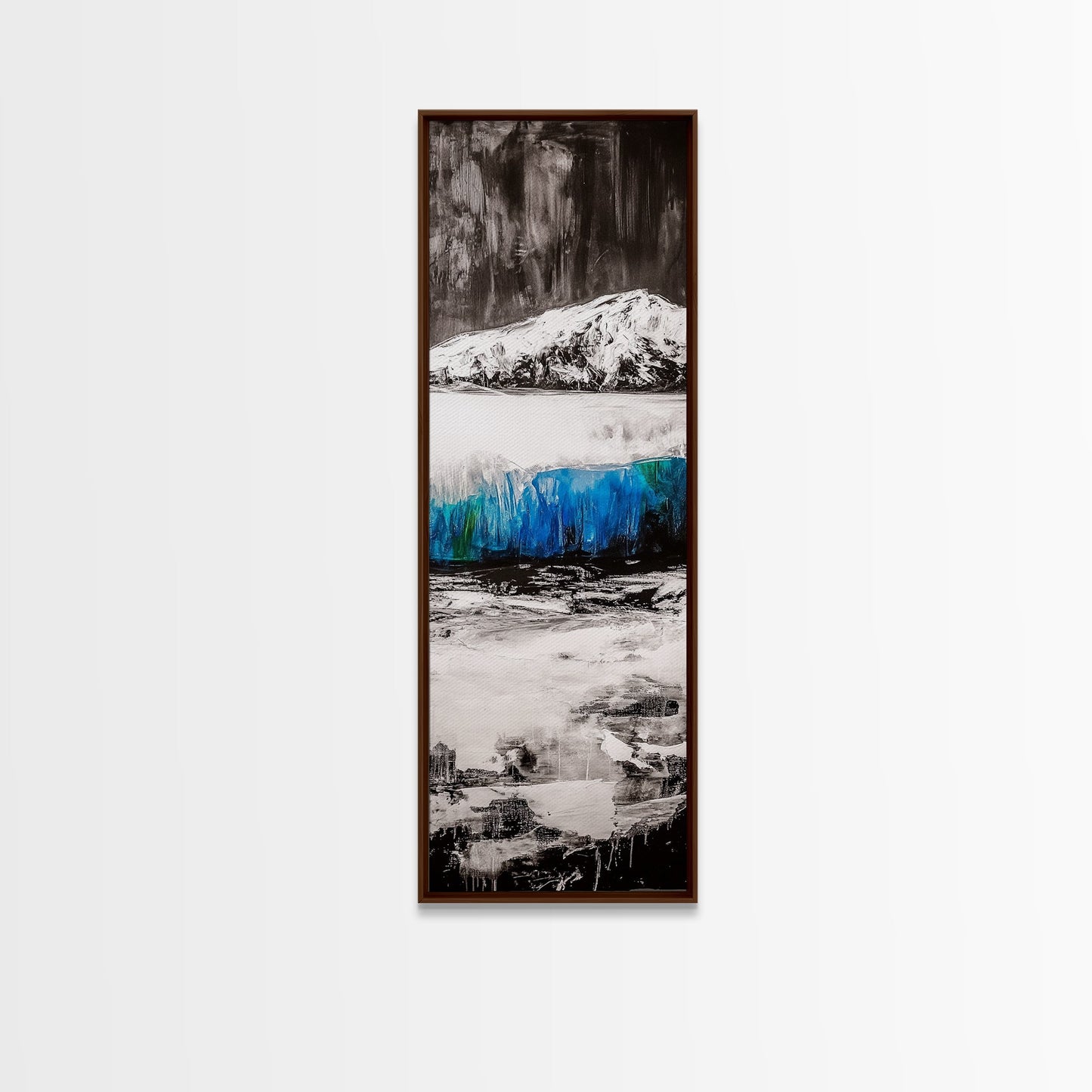 Mountain Reflection, Blue Lake Art, Nature Canvas Print, Black White Wall Art, Landscape Painting, Large Artwork, Minimalist Decor