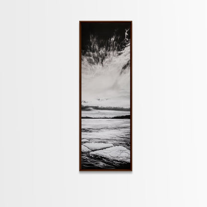 Monochrome Seascape, Minimalist Ocean Art, Black White Canvas Print, Coastal Home Decor, Large Wall Art, Beach Painting, Modern Artwork