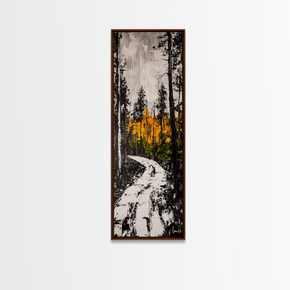 Autumn Forest Path, Fall Landscape Art, Woodland Painting, Nature Wall Art, Rustic Decor, Modern Wall Print, Framed Canvas Print