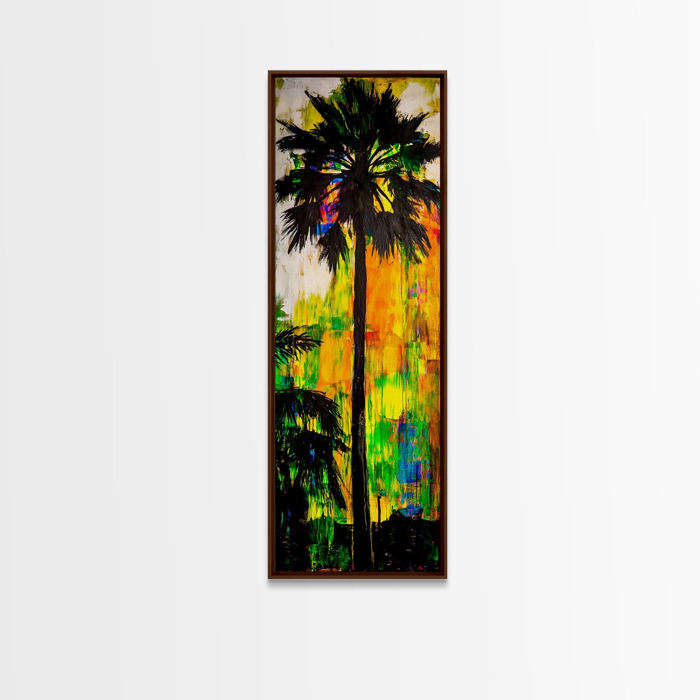 Palm Tree Sunset, Tropical Wall Art, Colorful Beach Decor, Boho Island Art, Vibrant Home Print, Living Room Art, Framed Canvas Print