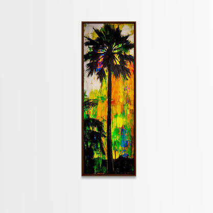 Palm Tree Sunset, Tropical Wall Art, Colorful Beach Decor, Boho Island Art, Vibrant Home Print, Living Room Art, Framed Canvas Print