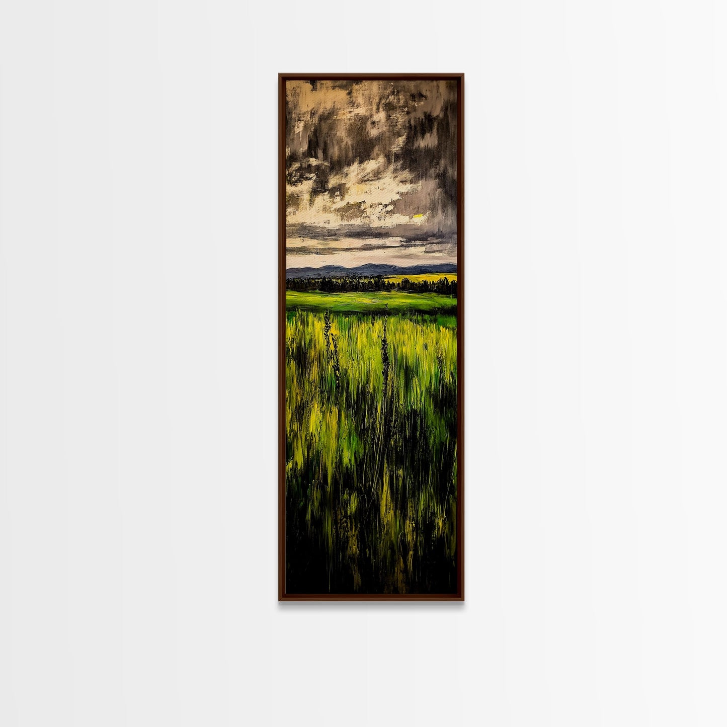 Stormy Sky, Open Fields, Nature Painting, Moody Art, Framed Canvas Print, Minimalist Landscape, Living Room Wall Art, Neutral Color Palette