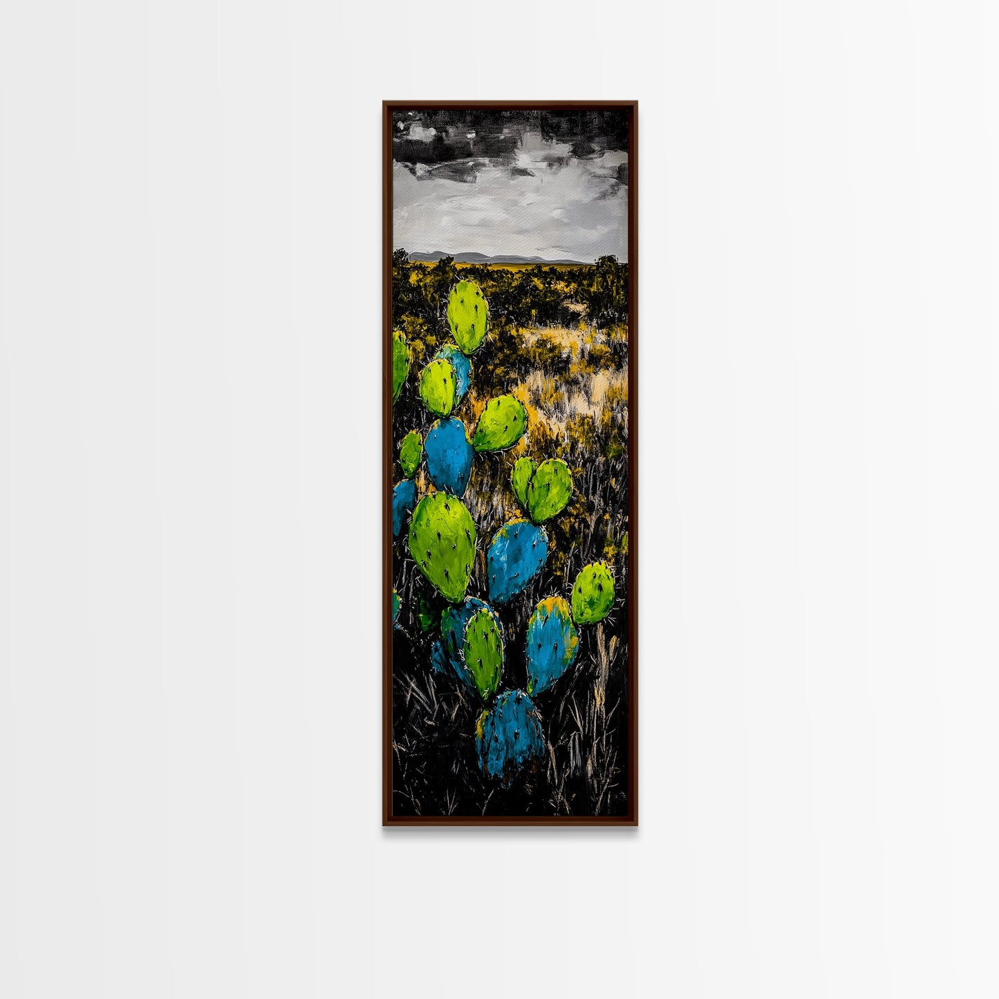 Cactus Art, Desert Landscape, Southwestern Decor, Bold Colors, Framed Canvas Print, Boho Wall Art, Nature Inspired, Vibrant Earthy Art