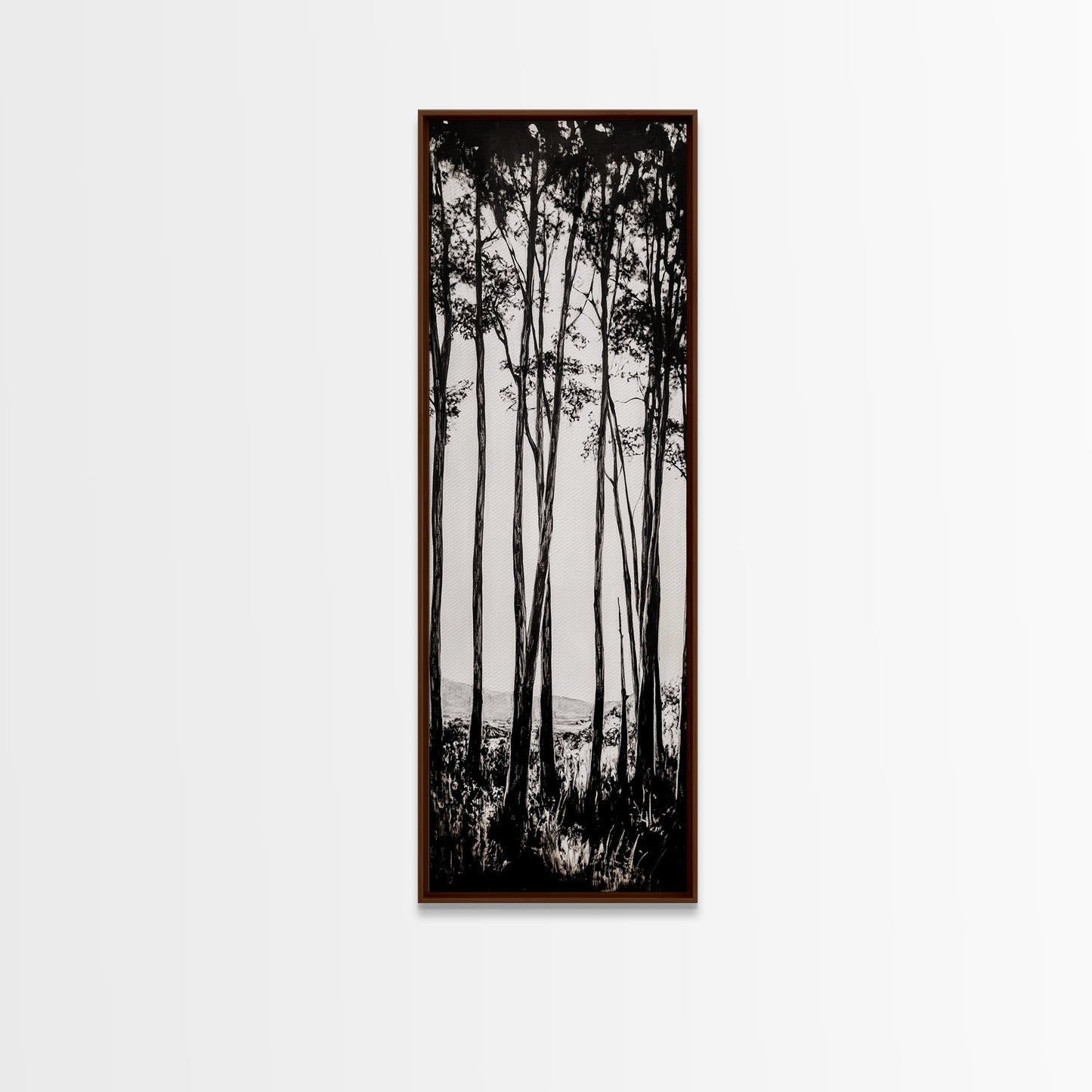 Tall Trees, Monochrome Forest, Tranquil Landscape, Framed Canvas Print, Nature Wall Art, Rustic Cabin Decor, Modern Minimalist Art