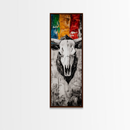 Skull, Western, Rustic, Canvas Print, Cowboy Wall Art, Southwestern Decor, Bold Statement Art, Boho Farmhouse, Eclectic Home Decor