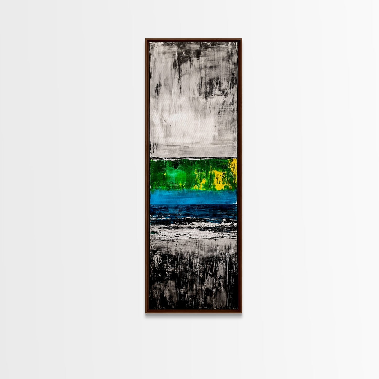 Abstract Landscape, Green and Blue, Modern Minimalist, Framed Canvas Print, Contemporary Wall Art, Office Decor, Living Room Artwork