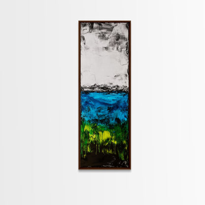 Serene Waters, Minimalist Landscape, Black and White Painting, Framed Canvas Print, Modern Wall Art, Tranquil Home Decor, Living Room Art