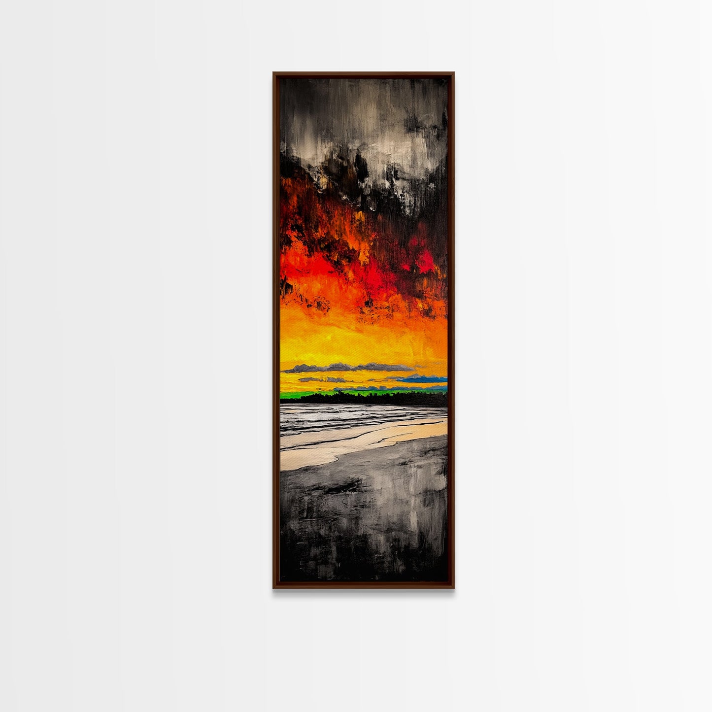 Fire Sky, Dramatic Sunset, Abstract Seascape, Framed Canvas Print, Bold Wall Art, Vibrant Home Decor, Statement Piece