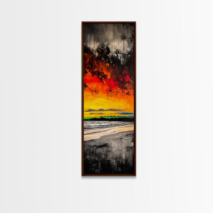 Fire Sky, Dramatic Sunset, Abstract Seascape, Framed Canvas Print, Bold Wall Art, Vibrant Home Decor, Statement Piece