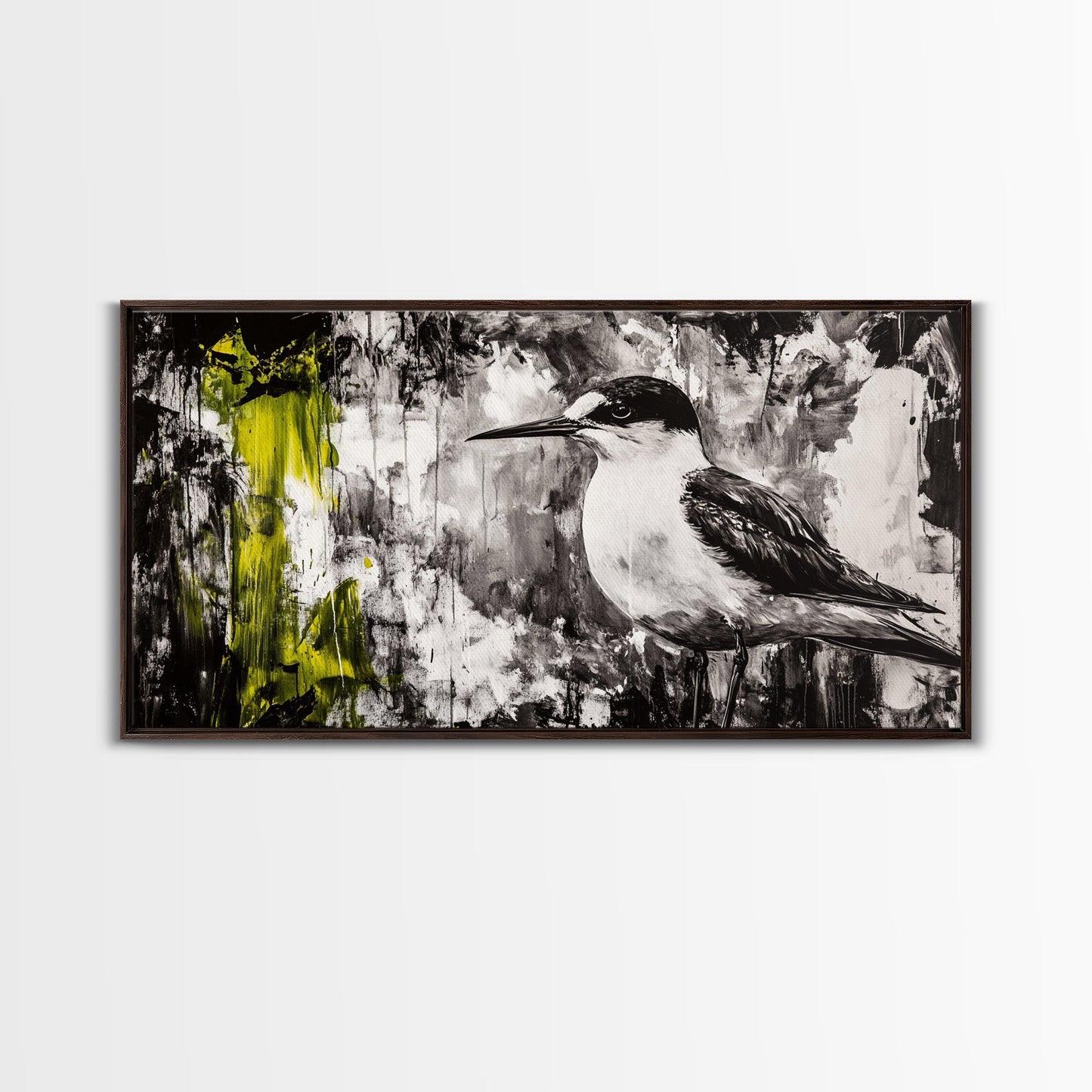 Black and White Bird, Modern Abstract, Minimalist Art, Canvas Print, Nature Wall Art, Office Wall Art, Boho Aesthetic Decor