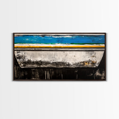 Abstract Boat, Coastal Wall Art, Nautical Decor, Large Canvas Print, Beach House Art, Modern Art, Living Room Wall Art, Blue Art