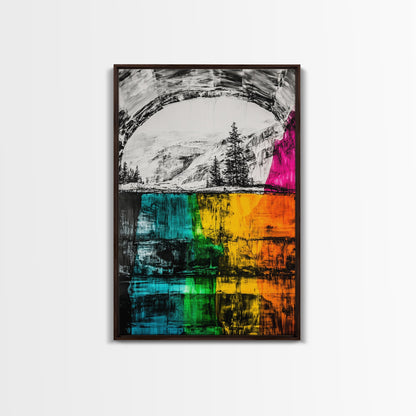Colorful Canyon, Nature Painting, Abstract Wilderness, Vibrant Landscape, Canvas Print, Adventurous Art, Boho Decor, Office Wall Art