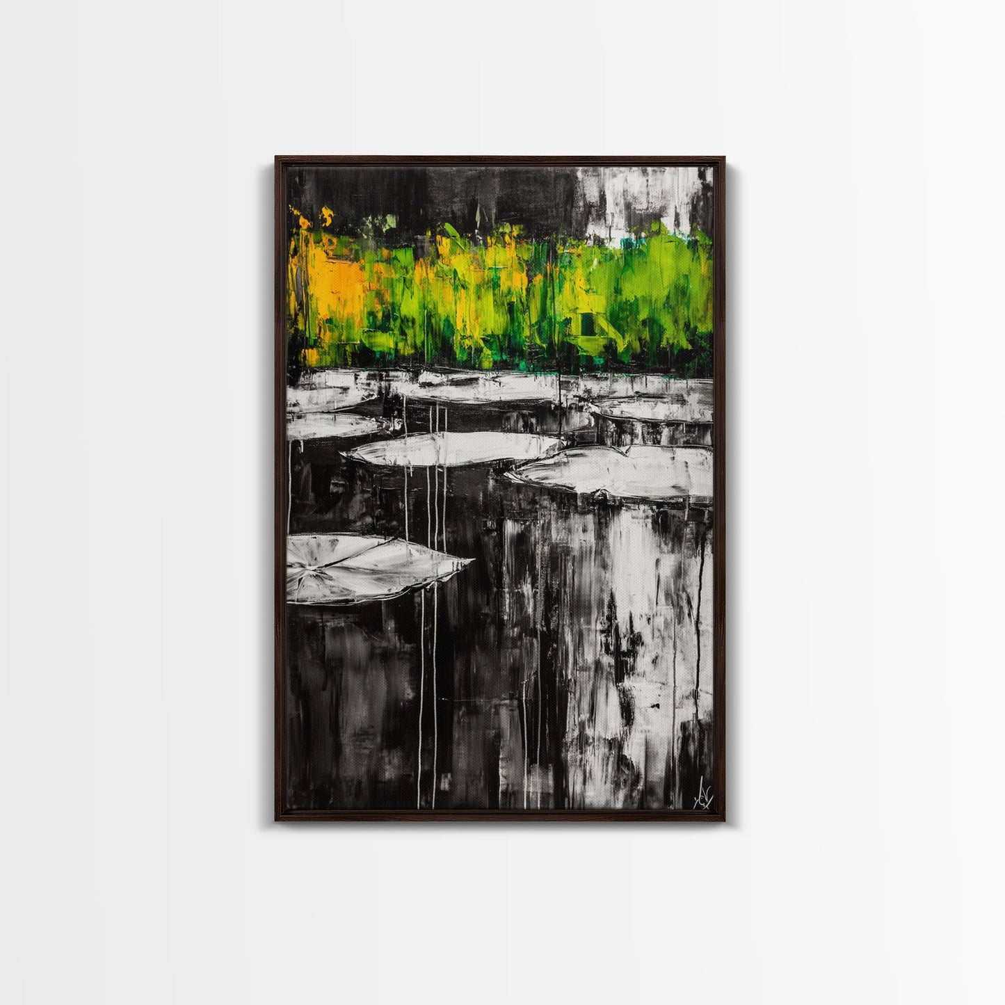 Water Lilies, Abstract Pond Art, Zen Nature Decor, Peaceful Landscape, Serene Greenery, Modern Home Style, Canvas Print, Living Room