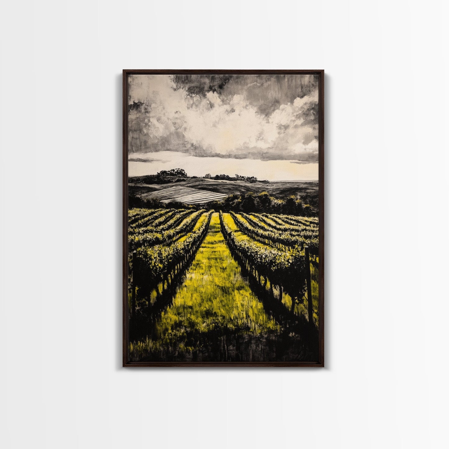 Vineyard Path, Rolling Hills, Rustic Landscape, Canvas Print, Country Farmhouse Art, Kitchen Wall Decor, Wine Lover Gift, Fall Vibes