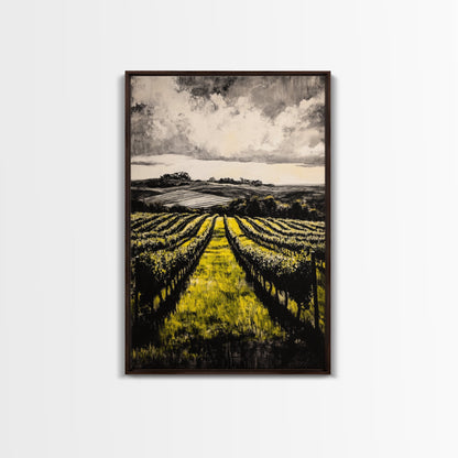 Vineyard Path, Rolling Hills, Rustic Landscape, Canvas Print, Country Farmhouse Art, Kitchen Wall Decor, Wine Lover Gift, Fall Vibes