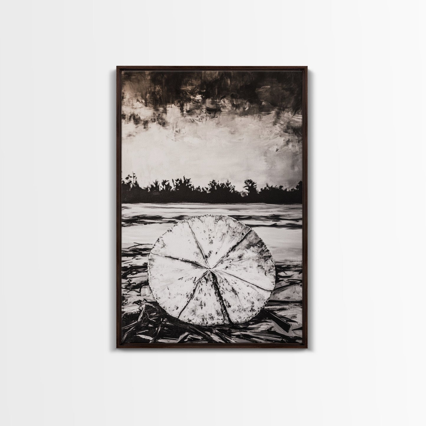 Lotus Reflection, Zen Wall Art, Black and White Nature Print, Minimalist Boho Decor, Meditative Aesthetic, Framed Canvas Print