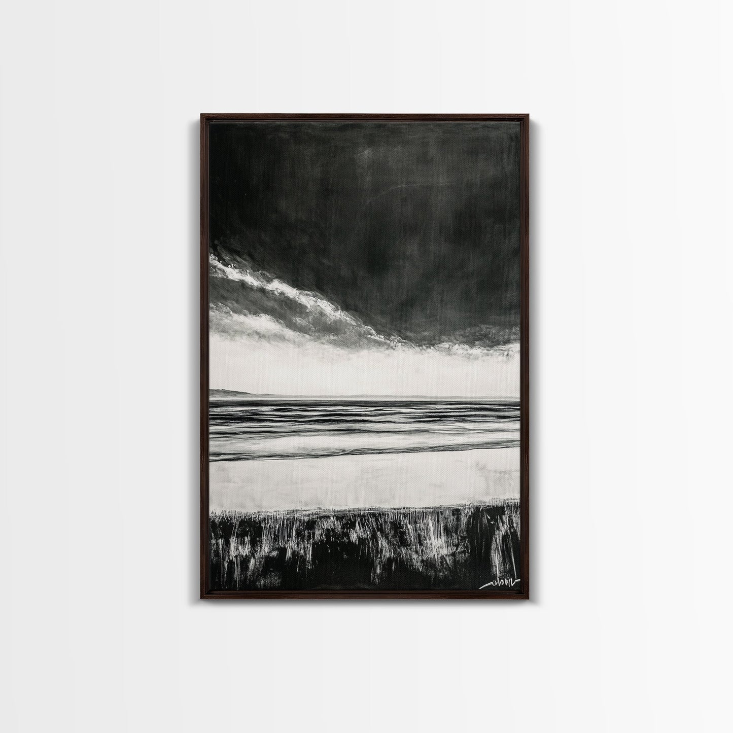 Dark Sky, Ocean Storm, Dramatic Seascape, Canvas Print, Moody Wall Art, Modern Coastal Decor, Nautical Painting, Living Room Art