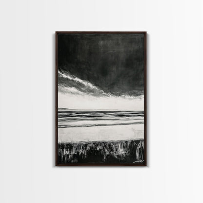 Dark Sky, Ocean Storm, Dramatic Seascape, Canvas Print, Moody Wall Art, Modern Coastal Decor, Nautical Painting, Living Room Art