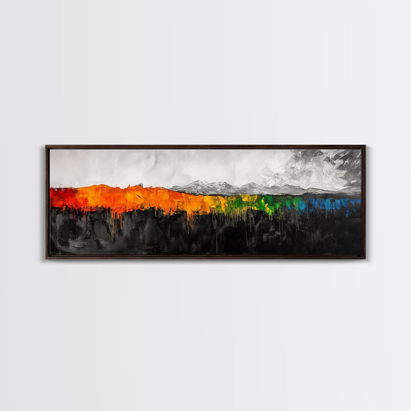 Abstract Mountain Art, Bold Colorful Landscape, Modern Expressionist Painting, Autumn Decor, Framed Canvas Print, Dining Room Art