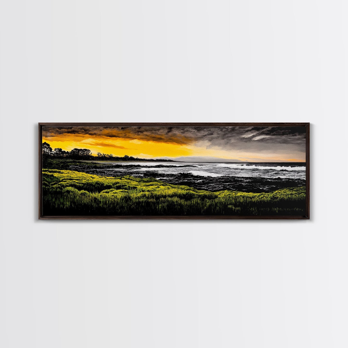 Sunset Coast, Ocean Wall Art, Seascape Print, Framed Canvas Print, Coastal Decor, Modern Art, Beach House, Nature Wall Art