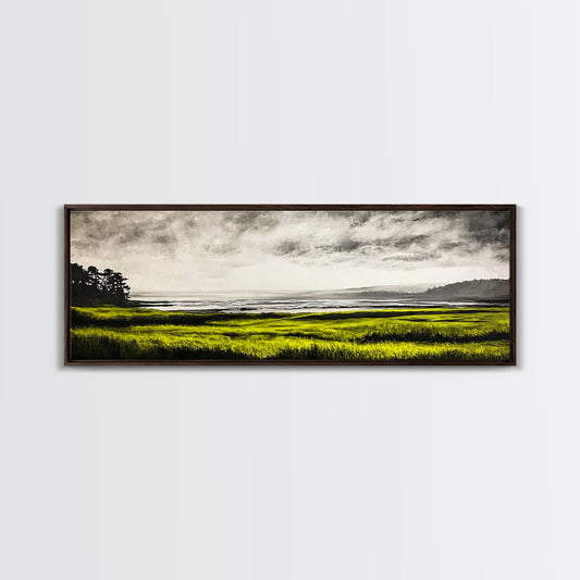 Rolling Hills, Golden Grasslands, Nature Painting, Framed Canvas Print, Rustic Decor, Large Landscape Art, Serene Home Wall Art