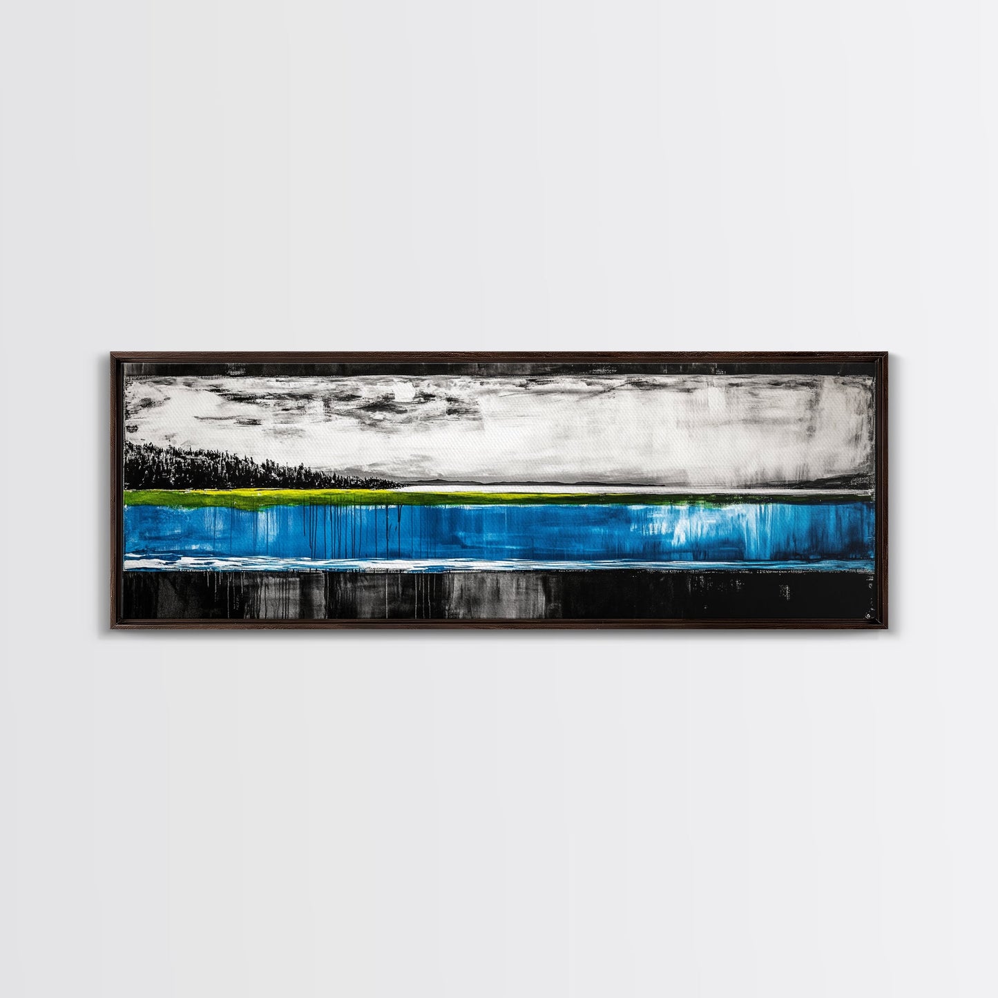 Lake Reflection, Blue Water Art, Minimalist Landscape, Nature Serenity, Monochrome Sky, Peaceful Home Decor, Canvas Print